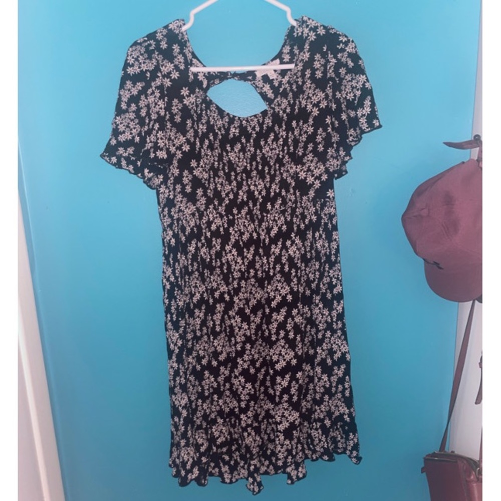 Floral black summer dress